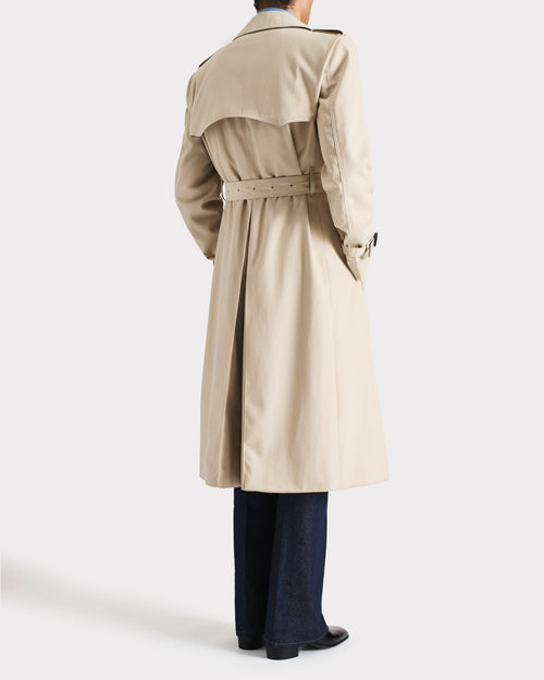 TRENCH-COAT EN GABARDINE DE POLY-COTON - MASTIC - Husbands Paris - 4