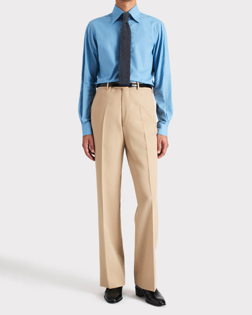 CHEMISE COL LARGE EN COTON CHAMBRAY - BLEU - Husbands Paris - 5