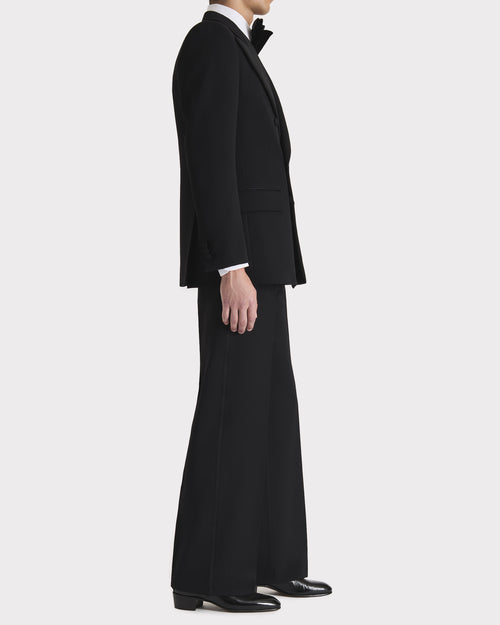 SMOKING CROISÉ EN GRAIN DE POUDRE DE LAINE - NOIR - Husbands Paris - 3