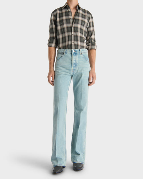 CLASSIC COLLAR SHIRT IN COTTON TWILL - MILITARY PLAID - Husbands - 4