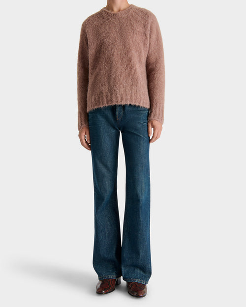 CREWNECK SWEATER IN BRUSHED SUPERFINE ALPACA BLEND - BLUSH - Husbands Paris - 4