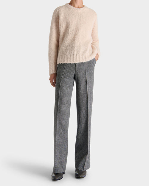 CREWNECK SWEATER IN BRUSHED SUPERFINE ALPACA BLEND - CREAM - Husbands Paris - 4