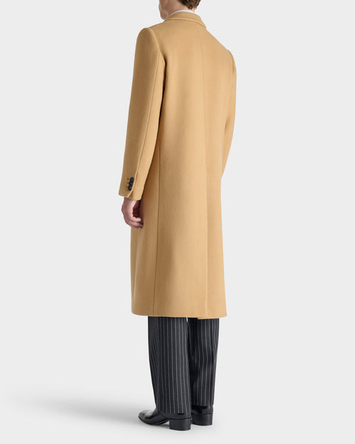 DOUBLE-BREASTED COAT IN VIRGIN WOOL - CAMEL - Husbands - 5