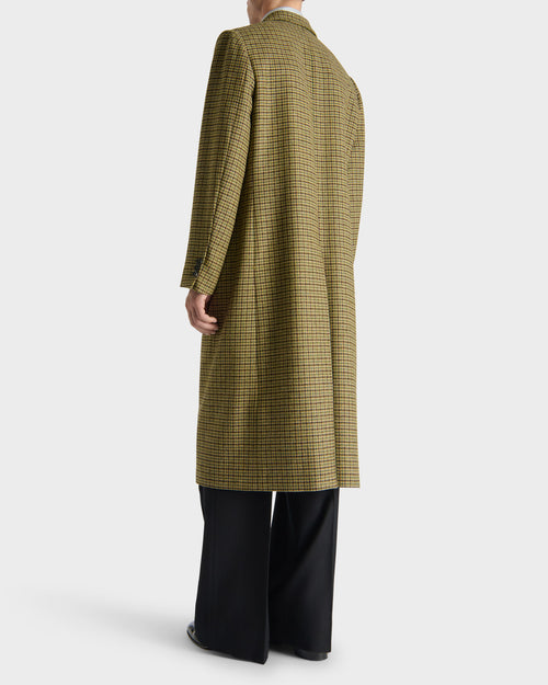 DOUBLE-BREASTED COAT IN WOOL TWEED - GREEN AND BLACK GUN CLUB - Husbands - 5