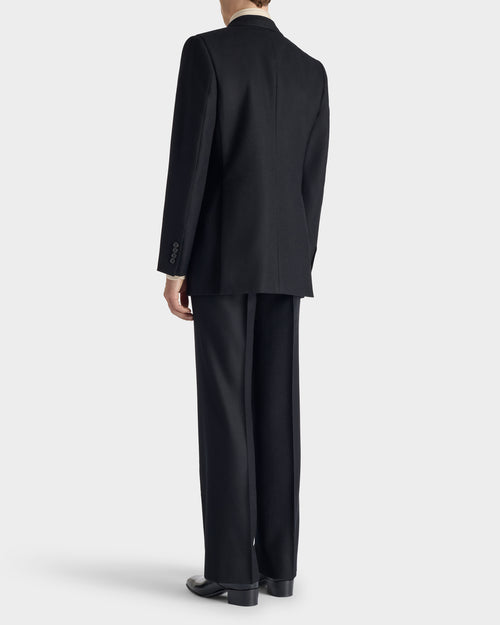 DOUBLE-BREASTED SUIT IN WOOL FLANNEL - BLACK - Husbands - 5