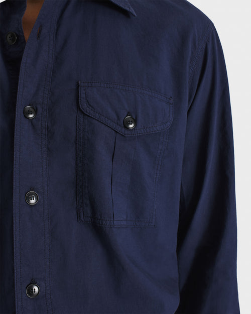 CHEMISE BOY SCOUT EN POPELINE DE COTON - BLEU COBALT FONCÉ - Husbands Paris - 2