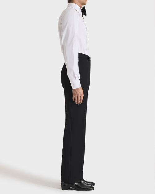 FLARED TROUSERS IN WOOL GRAIN DE POUDRE - BLACK - Husbands Paris - 4