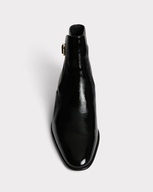 BOTTINES JODHPUR EN CUIR DE VEAU VERNI CRAQUELÉ – NOIRES - Husbands Paris - 4