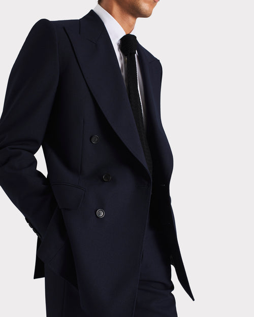 DOUBLE-BREASTED SUIT IN WOOL FRESCO - NAVY - Husbands Paris - 5