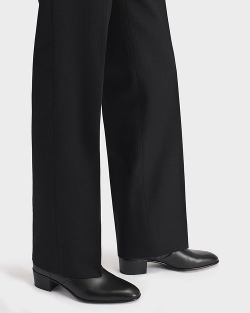 PANTALON DROIT EN SERGÉ DE LAINE - NOIR - Husbands Paris - 5