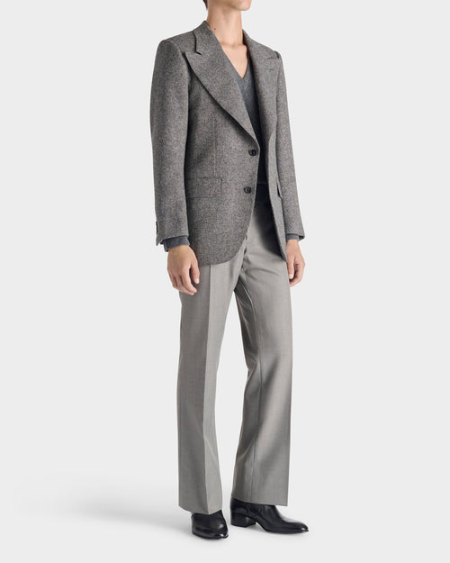 SINGLE-BREASTED JACKET IN WOOL BELL CELTIC TWEED - DOVE GREY - Husbands - 4