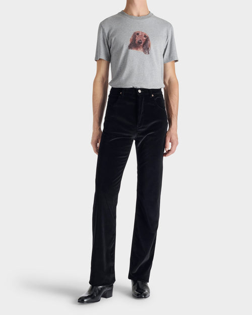 STRAIGHT JEANS IN COTTON AND VISCOSE VELVET - BLACK - Husbands - 4