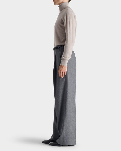 WIDE PLEATED TROUSERS IN WOOL FLANNEL - GREY - Husbands - 5