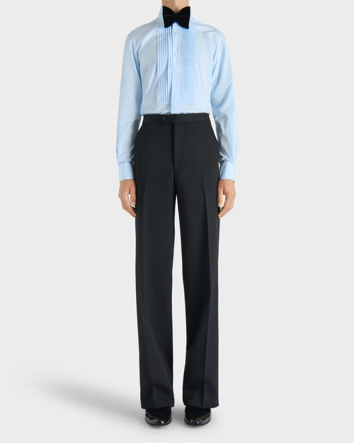 CHEMISE DE SMOKING COL LARGE EN POPELINE DE COTON - BLEU CIEL - Husbands - 4