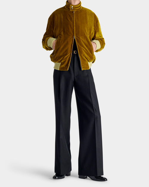 ZIPPED JACKET IN PLEATED COTTON VELVET - GOLD - Husbands Paris - 4