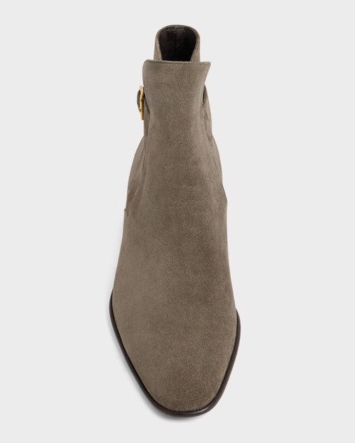 BOTTINES JODHPUR EN CUIR DE VEAU SUÉDÉ – ÉTAINS - Husbands Paris - 4