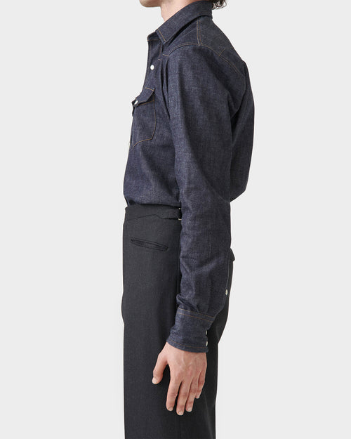 CHEMISE WESTERN EN DENIM DE COTON SELVEDGE - BRUT - Husbands Paris - 3