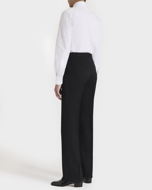 FLARED TROUSERS IN GRAIN DE POUDRE - BLACK | Husbands Paris FLARED TROUSERS IN GRAIN DE POUDRE - BLACK | Husbands Paris