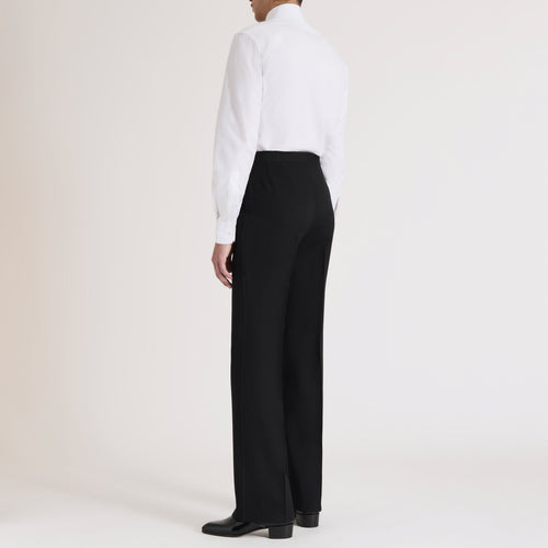 FLARED TROUSERS IN GRAIN DE POUDRE - BLACK - Husbands Paris - 4