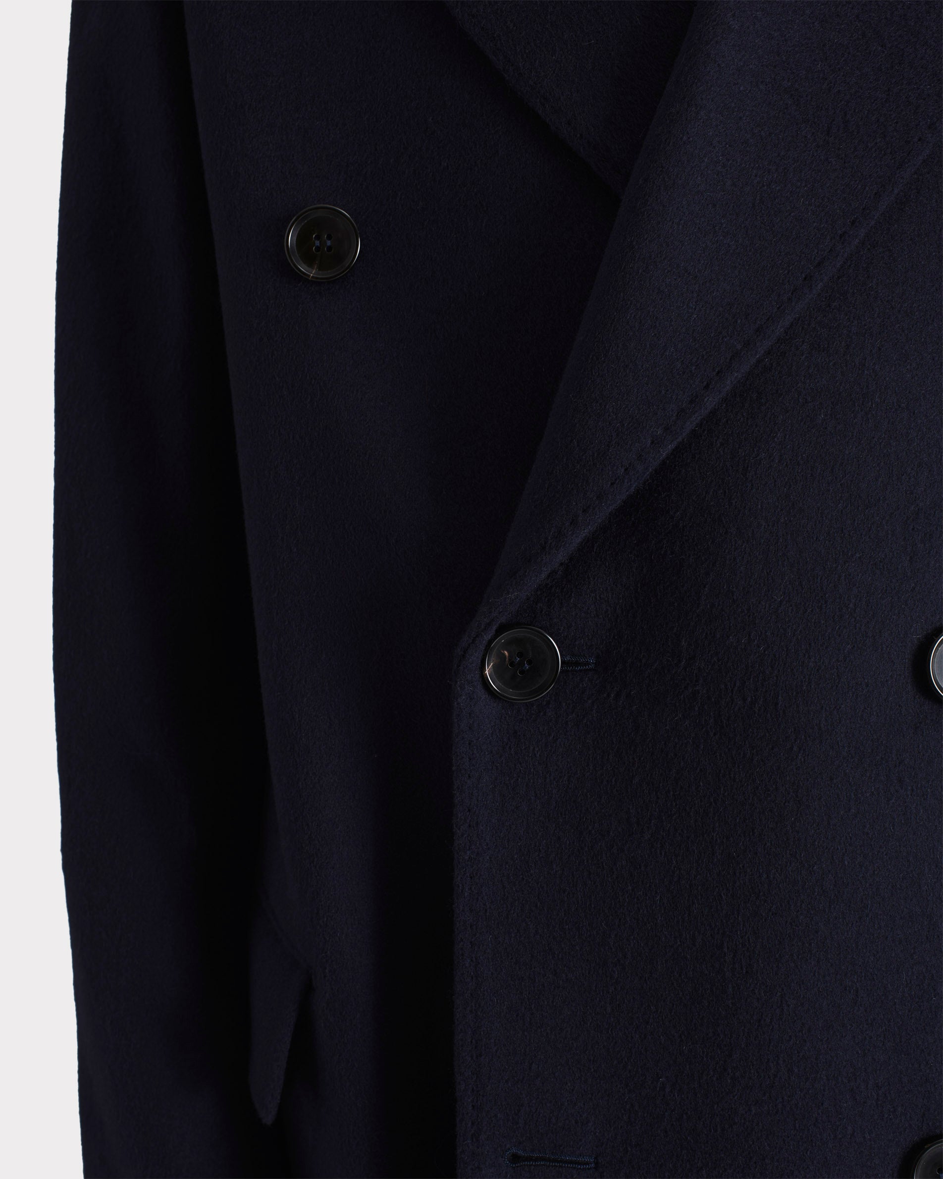 DOUBLE-BREASTED COAT IN TWILL - NAVY | Husbands