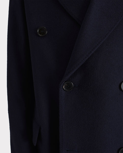 DOUBLE-BREASTED COAT IN WOOL TWILL - NAVY - Husbands Paris - 4