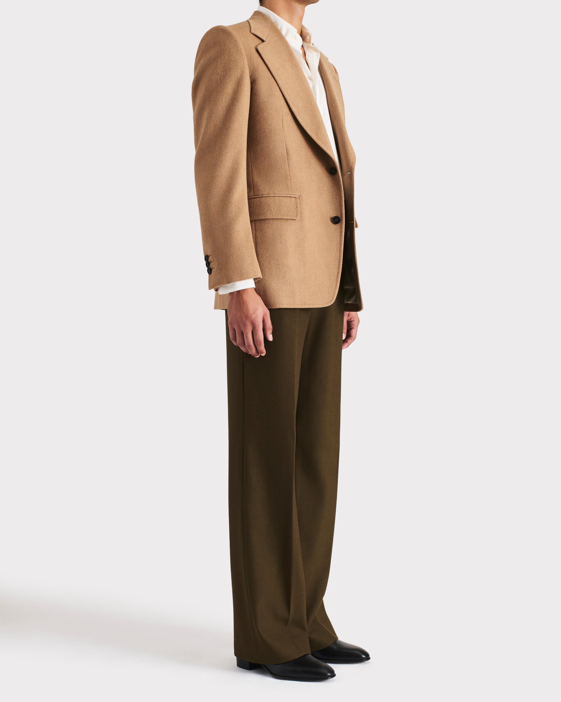 SINGLE-BREASTED JACKET IN SUPERFINE CAMEL HAIR - CAMEL | Husbands
