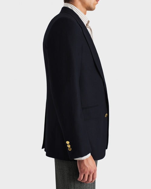 VESTE CROISÉE EN LAINE FLANELLE - BLEU MARINE - Husbands Paris - 5