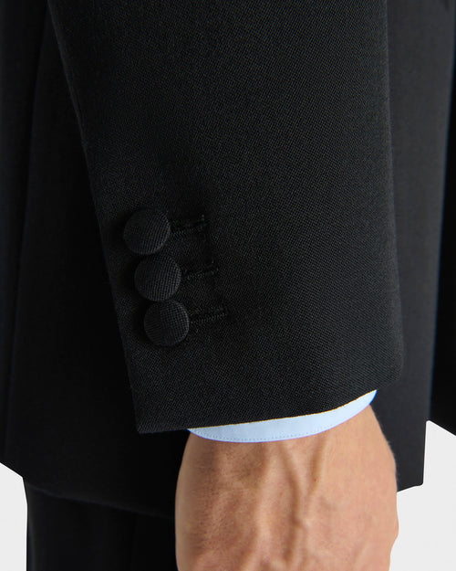 DOUBLE-BREASTED TUXEDO IN WOOL GRAIN DE POUDRE - BLACK - Husbands - 6