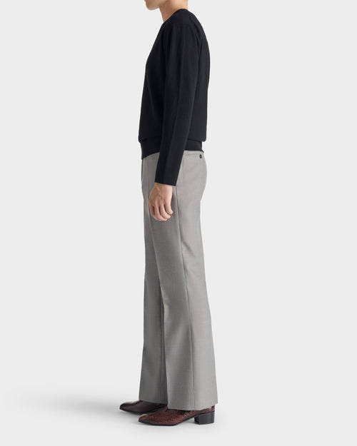 PANTALON ÉVASÉ EN SERGÉ DE POLYLAINE - GRIS COLOMBE - Husbands Paris - 5