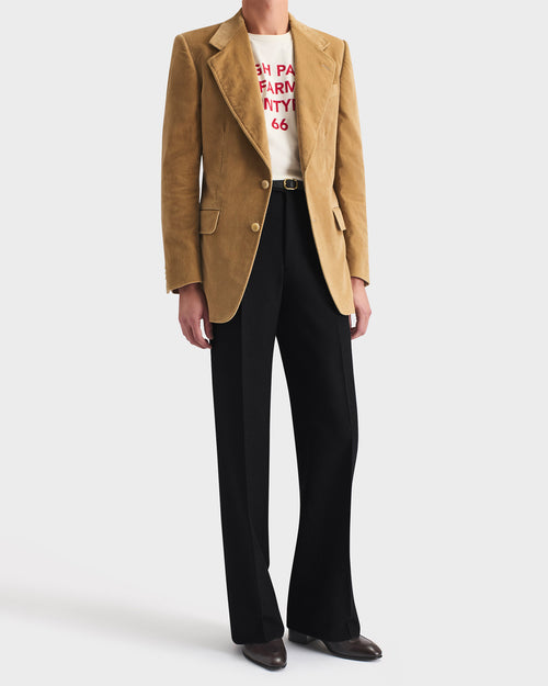 WIDE HIGH-WAISTED TROUSERS IN 3-PLY WOOL FRESCO - BLACK - Husbands Paris - 4