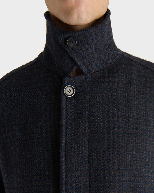SINGLE-BREASTED COAT IN WOOL TWEED - NAVY AND BROWN PRINCE OF WALES - Husbands - 2