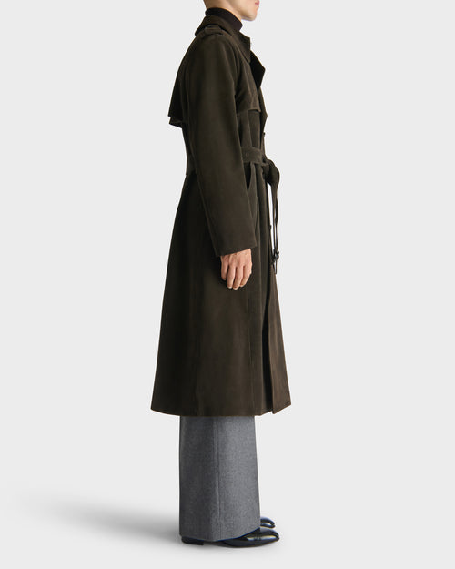 TRENCH COAT IN SUEDE CALFSKIN - EBONY - Husbands - 5