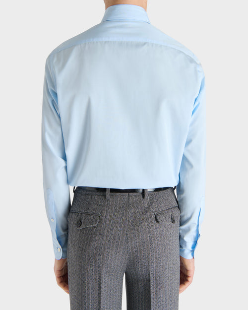 WIDE COLLAR SHIRT IN COTTON POPLIN - SKY BLUE - Husbands - 5