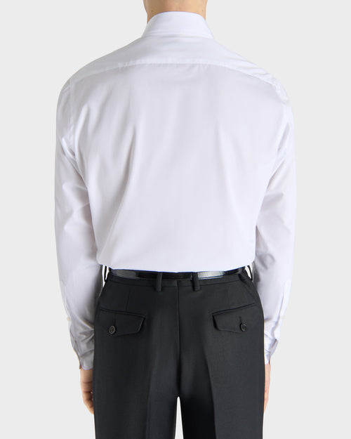 WIDE COLLAR SHIRT IN COTTON POPLIN - WHITE - Husbands - 5