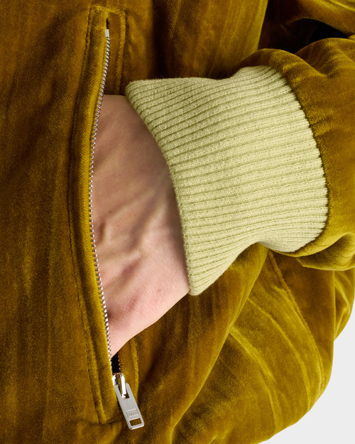 ZIPPED JACKET IN PLEATED COTTON VELVET - GOLD - Husbands Paris - 6