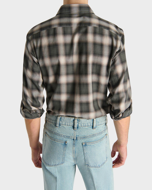 CLASSIC COLLAR SHIRT IN COTTON TWILL - MILITARY PLAID - Husbands - 5