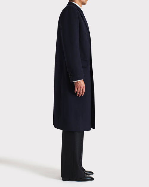 DOUBLE-BREASTED COAT IN WOOL TWILL - NAVY - Husbands Paris - 5