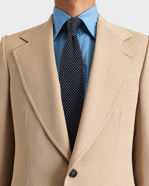 COSTUME DROIT EN GABARDINE DE LAINE - BEIGE - Husbands Paris - 2