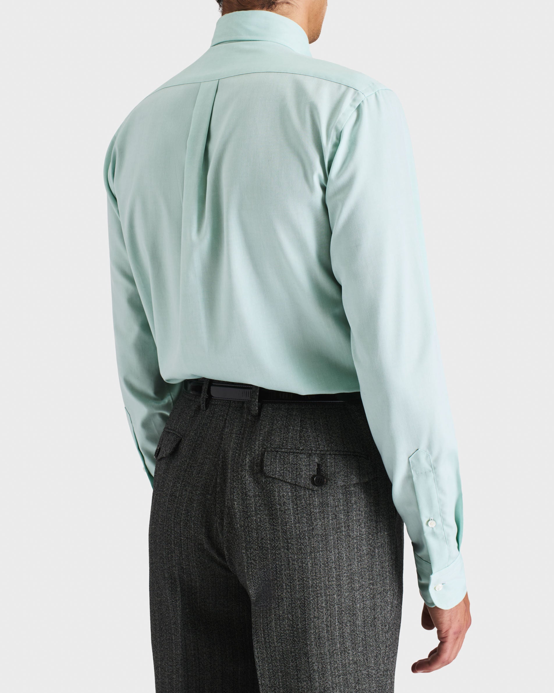 WIDE BUTTON-DOWN COLLAR SHIRT IN COTTON PINPOINT - MINT | Husbands