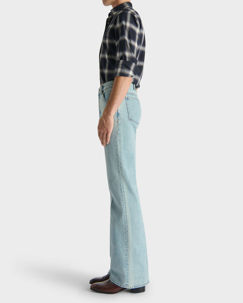 CLASSIC COLLAR SHIRT IN COTTON TWILL - NAVY PLAID - Husbands - 6