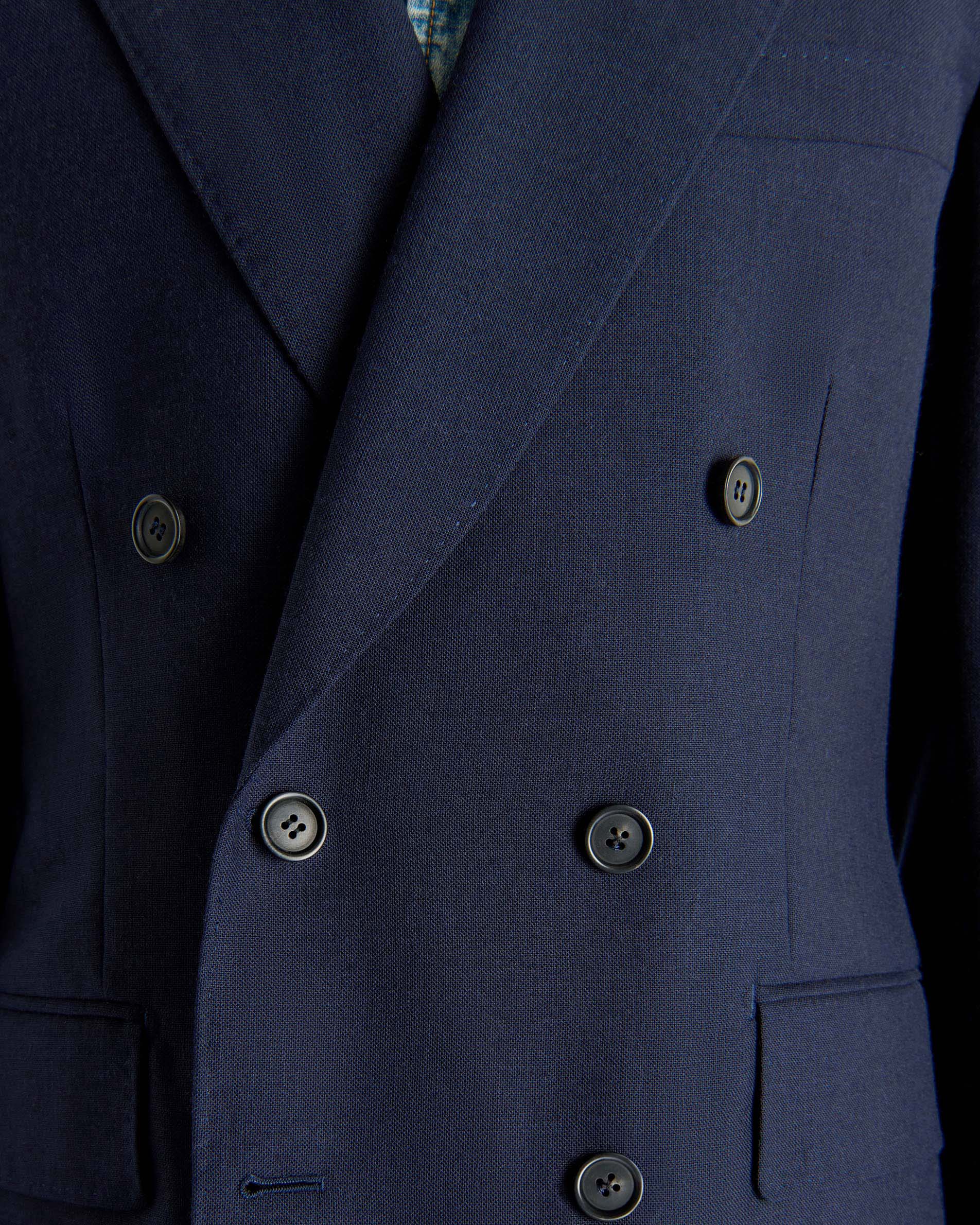 DOUBLE-BREASTED SUIT IN WOOL FRESCO - NAVY | Husbands