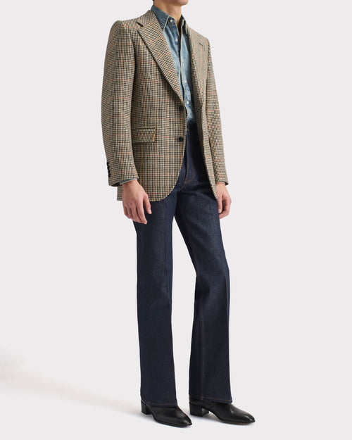 SINGLE-BREASTED JACKET IN WOOL TWEED - BEIGE HOUNDSTOOTH - Husbands Paris - 6