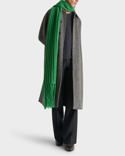 SINGLE-BREASTED COAT IN WOOL DONEGAL TWEED - BLACK AND GREY HERRINGBONE - Husbands - 4