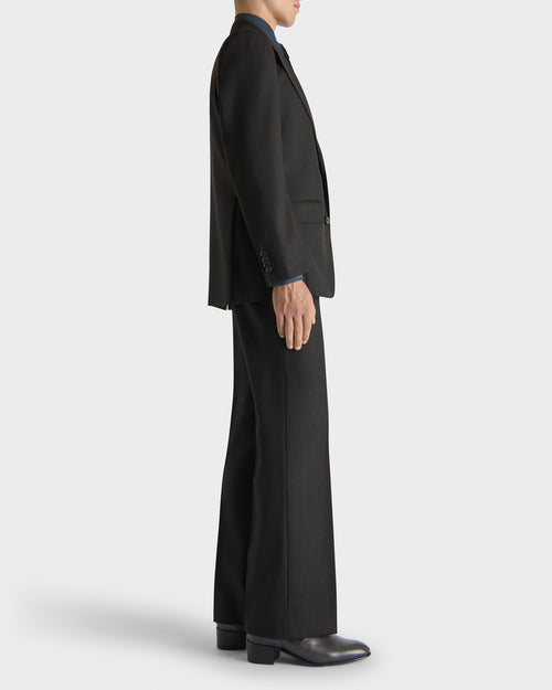 SINGLE-BREASTED SUIT IN WOOL TWILL - DARK CHOCOLATE WITH STRIPES - Husbands - 5