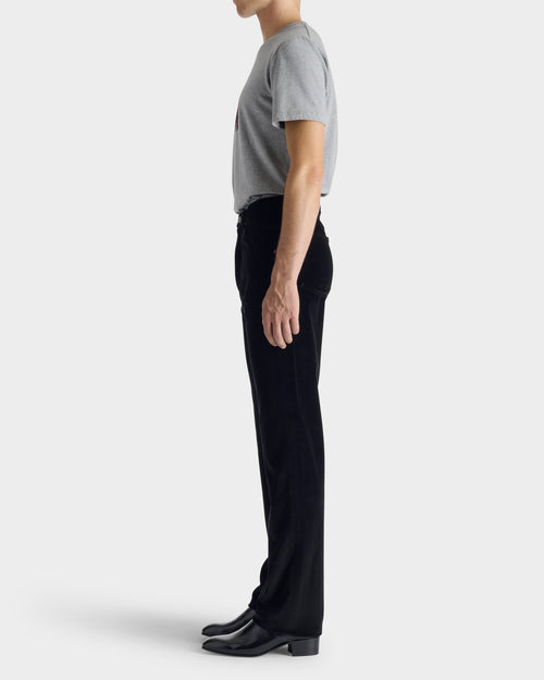 STRAIGHT JEANS IN COTTON AND VISCOSE VELVET - BLACK - Husbands - 5