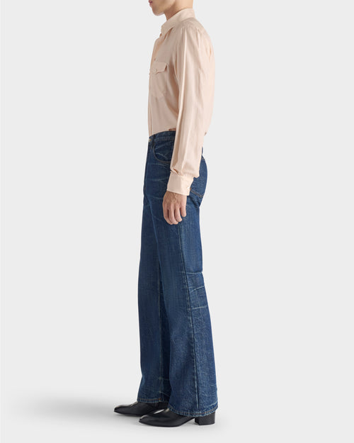 WIDE COLLAR SHIRT IN COTTON & SILK TWILL - PEACH - Husbands Paris - 6