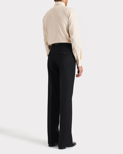 WIDE COLLAR SHIRT IN SILK POPLIN - VANILLA - Husbands Paris - 5