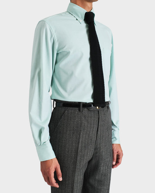 CHEMISE COL LARGE BOUTONNÉ EN COTON PINPOINT - MENTHE - Husbands Paris - 3