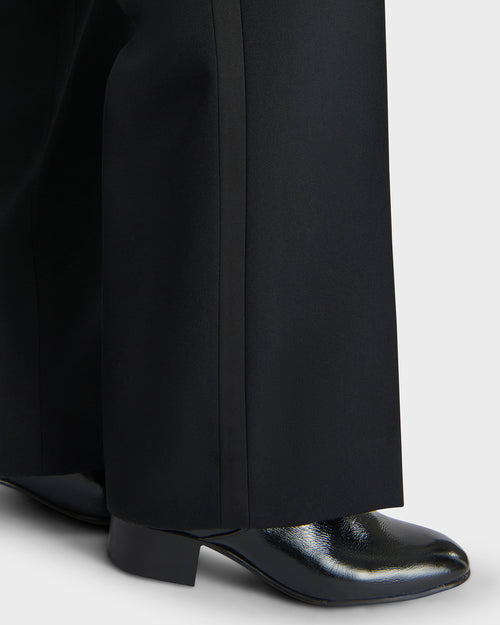 DOUBLE-BREASTED TUXEDO IN WOOL GRAIN DE POUDRE - BLACK - Husbands - 7