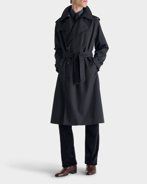 TRENCH-COAT EN GABARDINE DE POLYCOTON - BLEU MARINE - Husbands - 8
